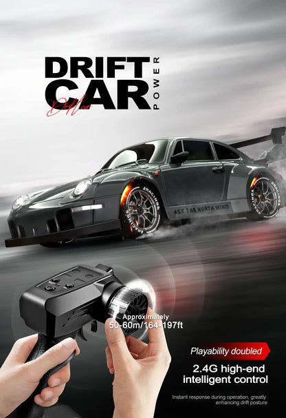1:24 4WD RC Drift Car – High-Speed 20KM/H Remote Control Racing Toy with Turbo, 2-Speed & LED Lights for Kids & Adults