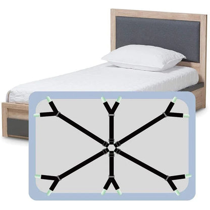 12 Clips Adjustable Elastic Bed Sheet Holder - Mattress Clip Fasteners for Non-Slip Fixing of Cover Blankets - Available in Black and White