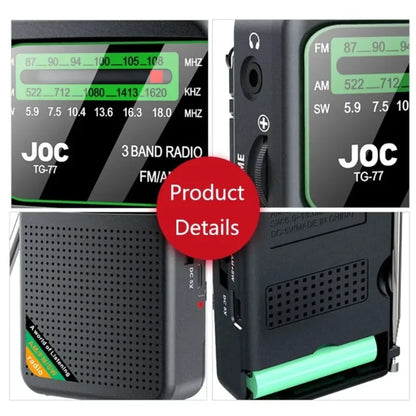 Portable AM/FM/SW Pocket Radio — Mini Receiver with Rechargeable Battery, Good Reception & Wired Earphone Support