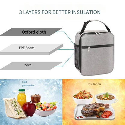 Portable Large Capacity Insulated Lunch Bag – Reusable Waterproof Oxford Cloth Cooler Bag for Men and Women