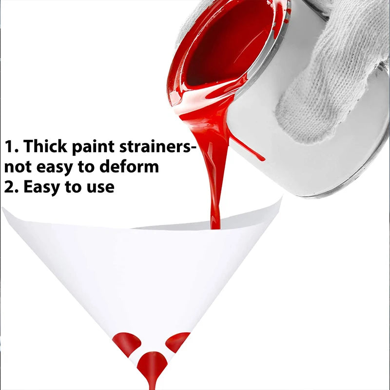 Disposable Paint Filter Paper - 100 Mesh Conical Straining Cup Funnel for Purifying Paint, Nylon Micron Mesh, Available in 10/20/30/60Pcs