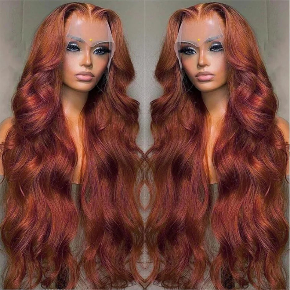 HD 13x4 Reddish Brown Lace Front Wig – Glueless Brazilian Body Wave Human Hair Wig, Red Brown Lace Frontal