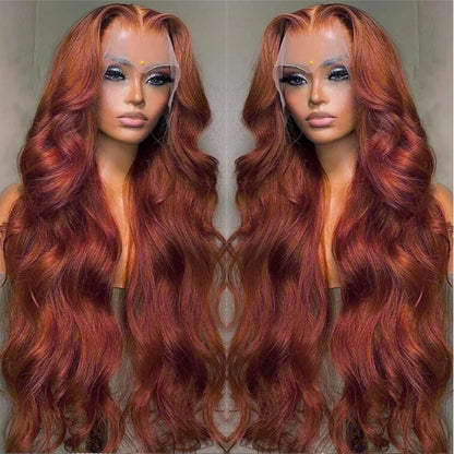 HD 13x4 Reddish Brown Lace Front Wig – Glueless Brazilian Body Wave Human Hair Wig, Red Brown Lace Frontal
