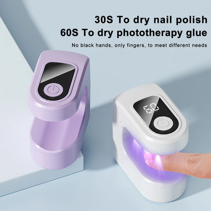 Mini UV LED Nail Dryer Lamp - Quick Gel Polish Curing with LCD Display, 30/60S Timer & USB Power