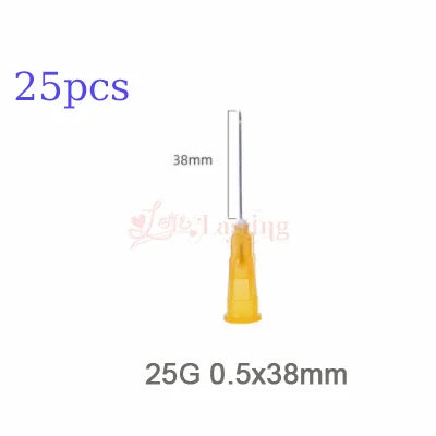 25pcs Disposable Sharp Needles (18G 25G 27G 30G 31G 32G 34G) - Sterile Stainless Steel for Hyaluronic Acid & Tattoo Use