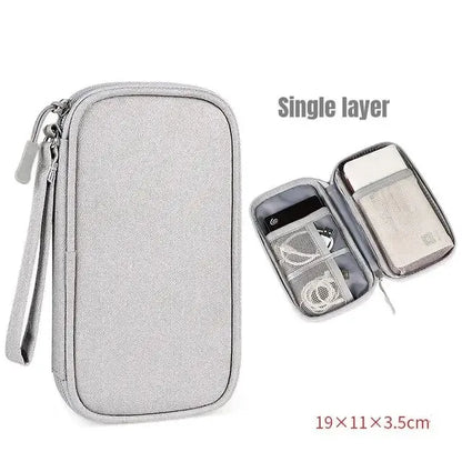 Waterproof Travel Cable Organizer Bag – Portable Double-Layer Storage Pouch for Cables & Chargers