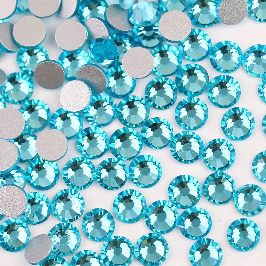 Glass Crystal Flatback Rhinestones SS6–SS30 Set – 7 Sizes Non-Hotfix Round Nail Art Beads for DIY Crafts & Decoration