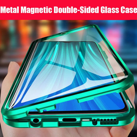Metal Magnetic Phone Case - Double Sided Glass Protective Cover for Samsung Galaxy S23 S22 S21 Ultra Plus S20 FE A54 A53 A52 A71 A51 A34