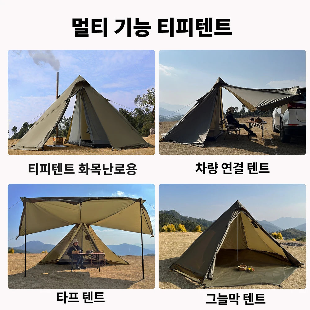 4-Season Hot Tent with Stove Jack - Waterproof Teepee Camping Tent for 2–4 People, Winter Bushcraft & Hiking
