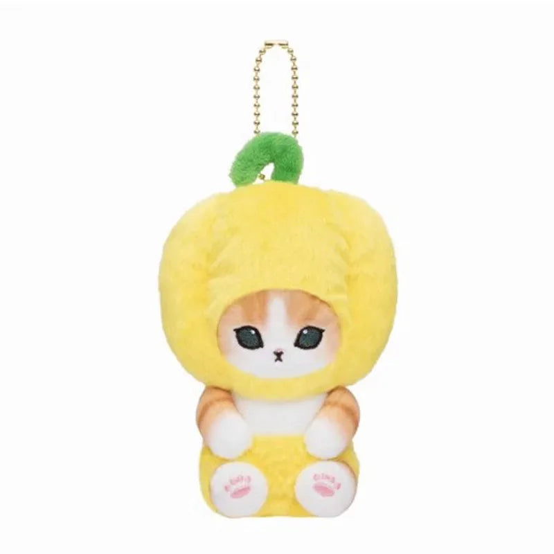 Yoyo Japanese Style Mofusand Plushie Shark Cat Keychain — Cute Fruit & Vegetable Soft Pendant Gift for Girls