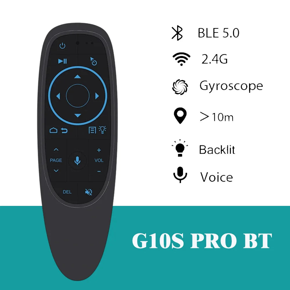 MRSVI G10S PRO 2.4G Wireless Voice Remote – Air Mouse with Backlit, IR Learning & Gyroscope for Android TV Box Control
