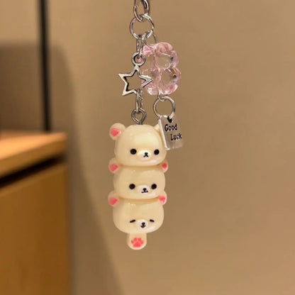 Cute Bear Phone Charm - Kawaii Anime Keychain Pendant for iPhone, AirPods, Keys & School Bags