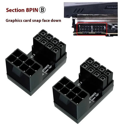 180° Rotating PCIe GPU Power Adapter Connector 6Pin/8Pin LDPCSJ Graphics Card PSU Elbow Steering Cable Adapter