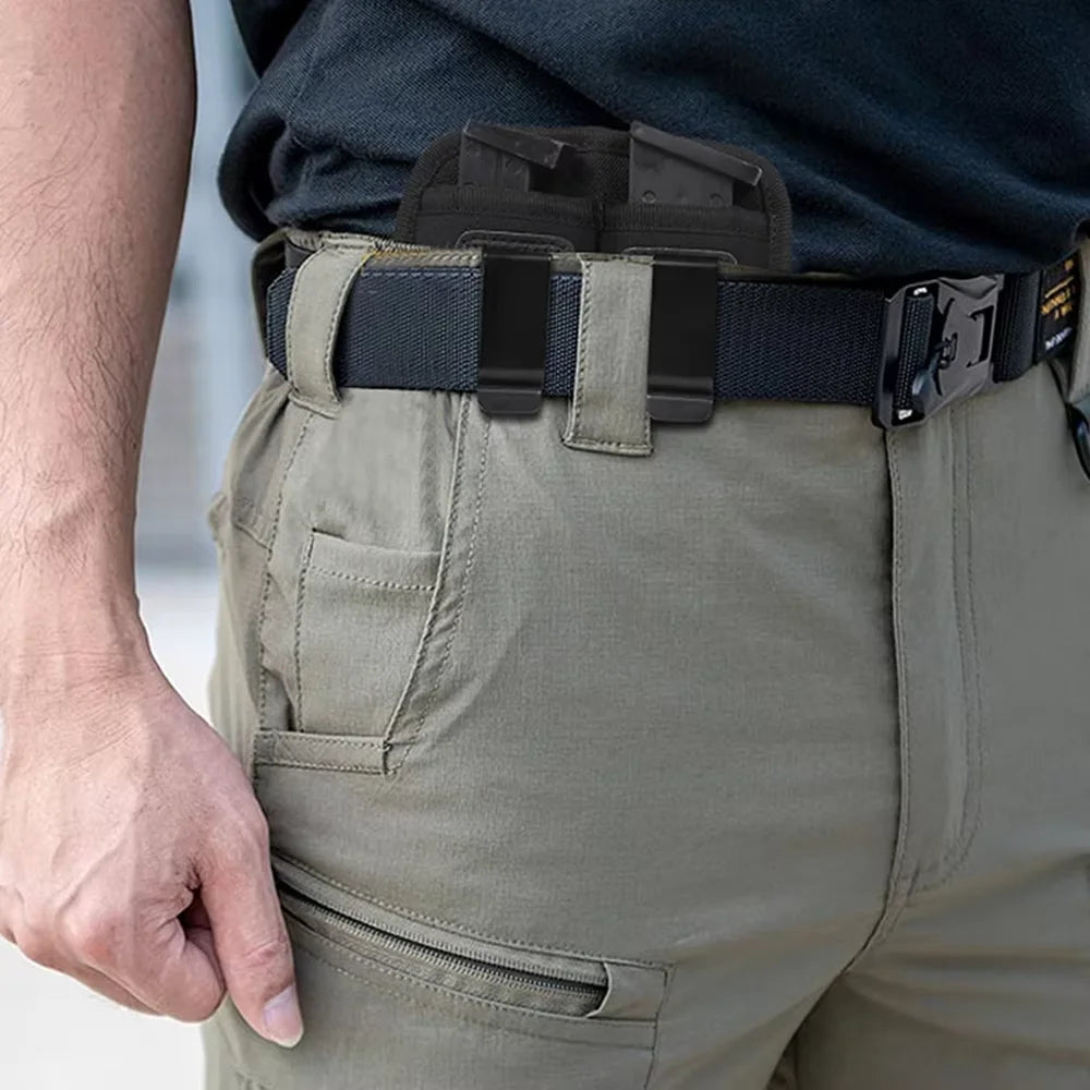 Single/Double Concealed Magazine Pouch – IWB Mag Holster for 9mm/.40/.45/.380/.357, Outdoor Waist Carry Case for Knife & Flashlight