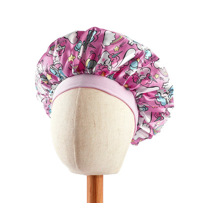 African Print Kids Satin Bonnet - Adjustable Ankara Sleep Cap for Babies & Children, Silk Shower Hat