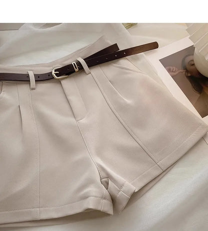 Casual Women’s A-Line Shorts — Vintage Solid High Waist Office & Streetwear Summer Trousers