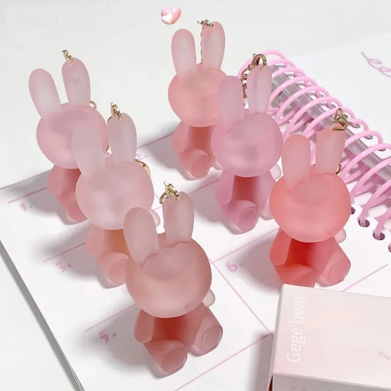 Summer Cute Rabbit Matte Velvet Lip Glaze: Lovely Bunny Keychain Lip Mud Lipstick - Pink Red Lip Gloss Tint Cosmetic