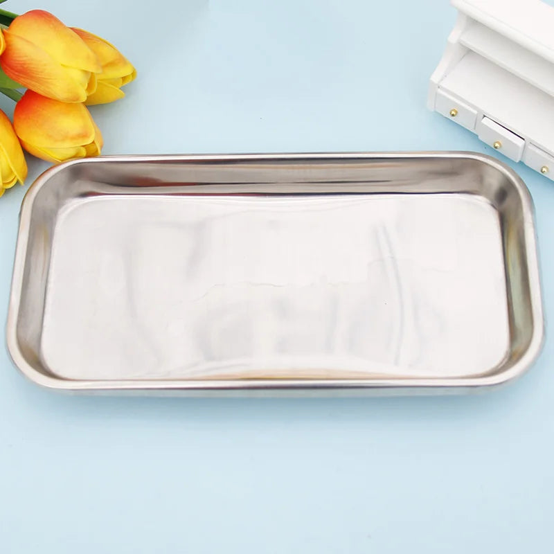 Stainless Steel Cosmetic & Tattoo Storage Tray – Surgical, Dental & Fake Nail Tool Organizer