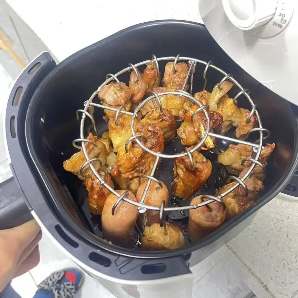 Stainless Steel Vertical BBQ Skewer Rack – Detachable Grill Holder for Kebabs, Meat & Baking Skewers