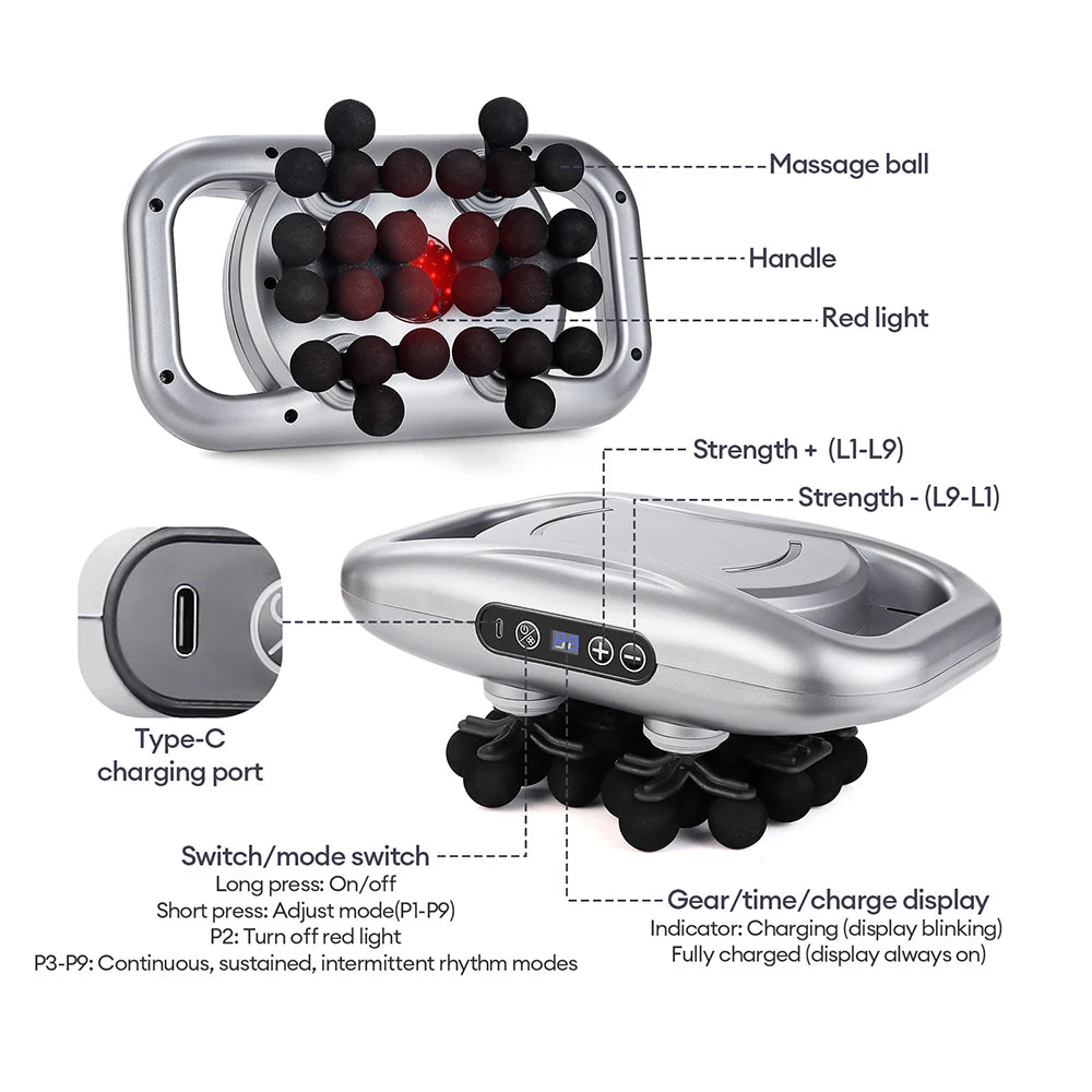 48-Head Body Massage Gun — High-Frequency Vibration Fascia Massager for Neck, Back, Waist, Thigh & Shoulder Muscle Relief