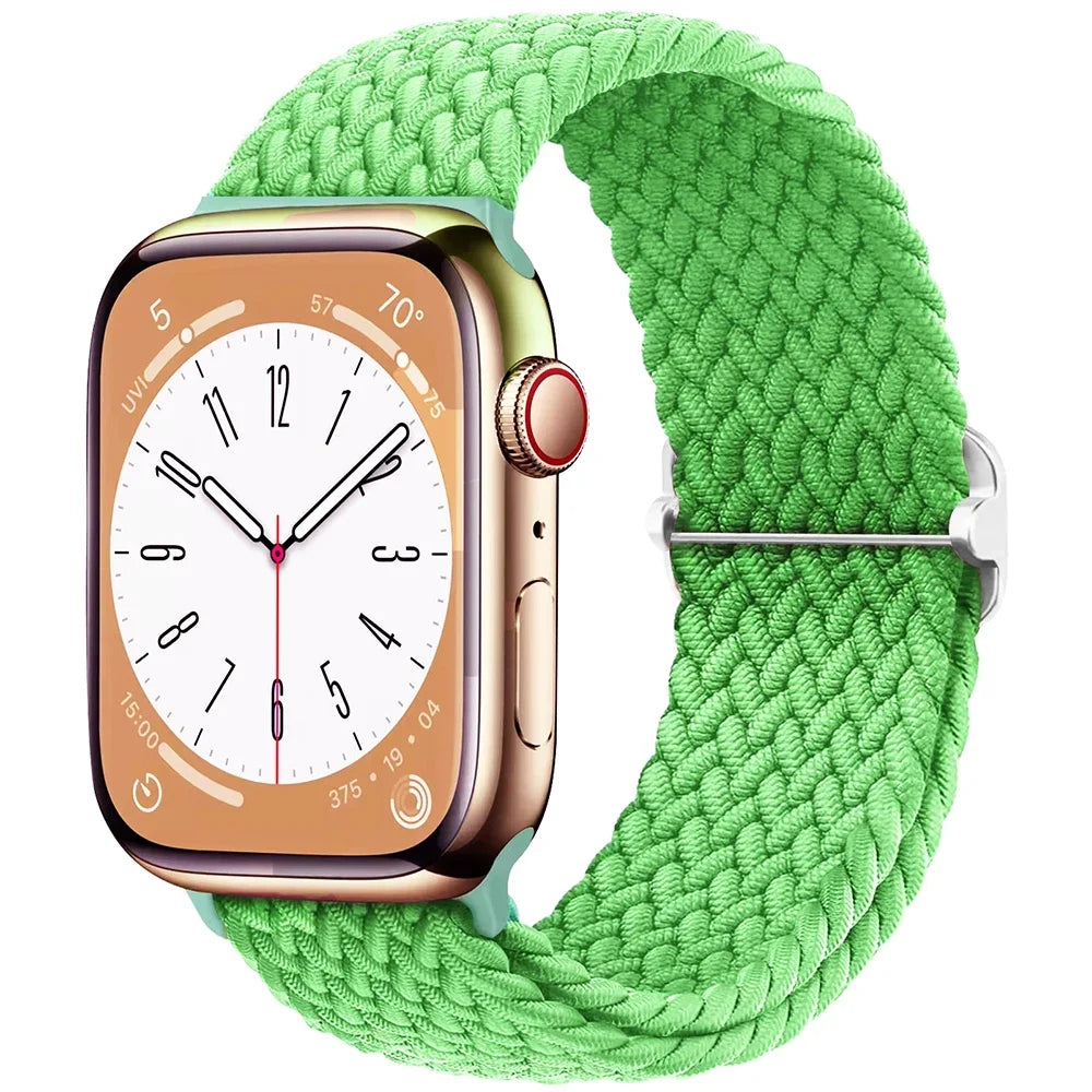 Braided Solo Loop Apple Watch Ultra Band – Elastic Nylon Adjustable Bracelet Strap for iWatch SE, Series 3–9 (38mm–49mm)