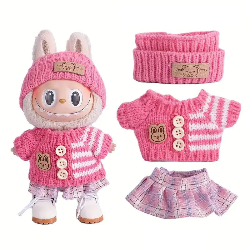 Labubu Doll Cute Sweater Set – 17cm Doll Clothes & Shoes DIY Accessories for Training, Sitting, Party Games, and Gifts