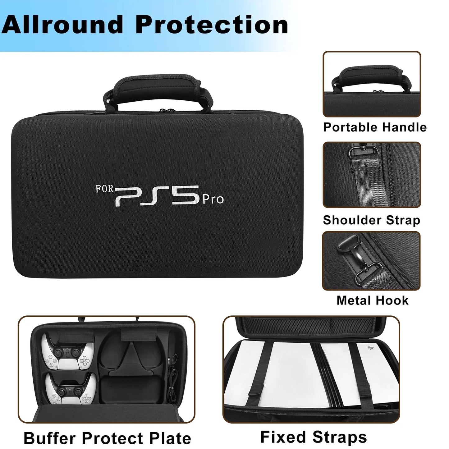 PS5 Pro Storage Bag – Portable EVA Shockproof Shoulder Bag, Anti-Drop Storage Box for Console & Accessories