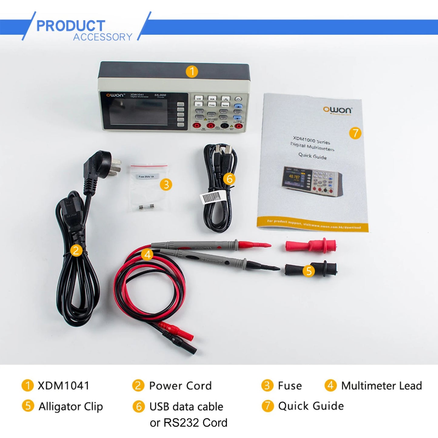 OWON XDM1041/XDM1241 Bench Digital Multimeter – 55000 Counts True RMS Voltmeter with 3.5'' LCD & Temperature Measurement
