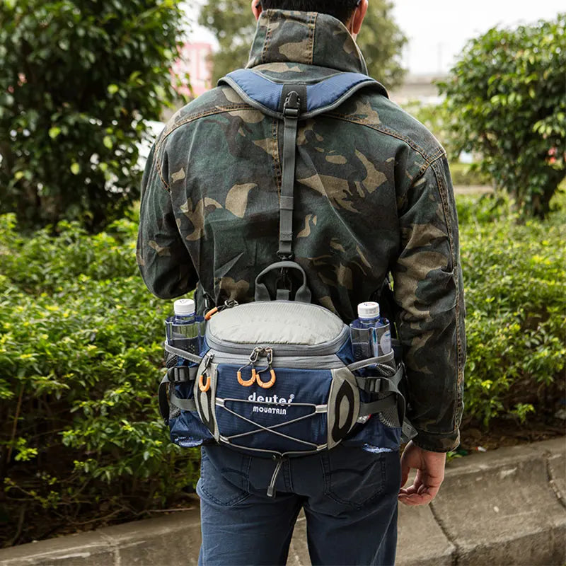 Outdoor Sports Waist Bag – Cycling, Camping, Climbing, and Hiking Men’s Backpack, Shoulder and Running Fanny Pack with Water Bottle Holder