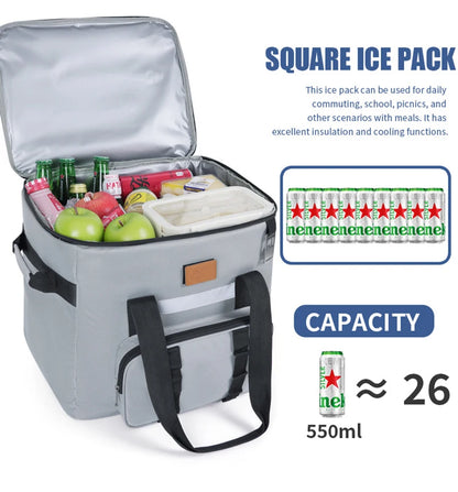 40L Thermal Food Carrier Bag – Large Insulated Cooler Tote with Zipper, Portable Leakproof Picnic Bag for Camping and Beach