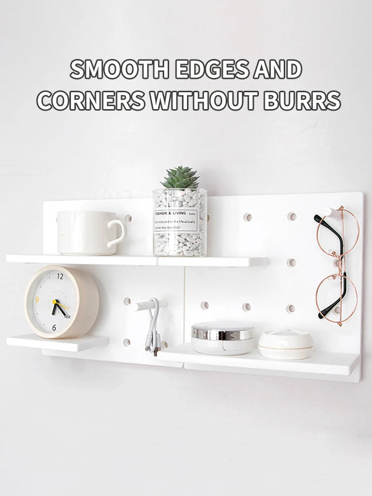 Wall-Mounted Perforation-Free Plastic Shelf – Bathroom & Dormitory Wall Hanging Organizer for Student Bedroom & Headboard