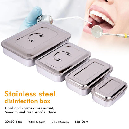 Stainless Steel Dental Instrument Tray with Lid – Medical Sterilization & Disinfection Container for Surgical Tools
