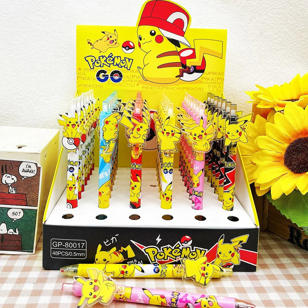 6pcs Pokémon Pikachu Gel Pens — 0.5mm Black Ink Anime Writing Pens for Office, School & Cute Gift Supplies