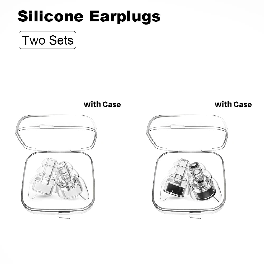 High-Fidelity Silicone Earplugs with Storage Case - Reusable Noise-Reducing Ear Plugs for Concerts, Musicians, Motorcycles, and Sound Sensitivity
