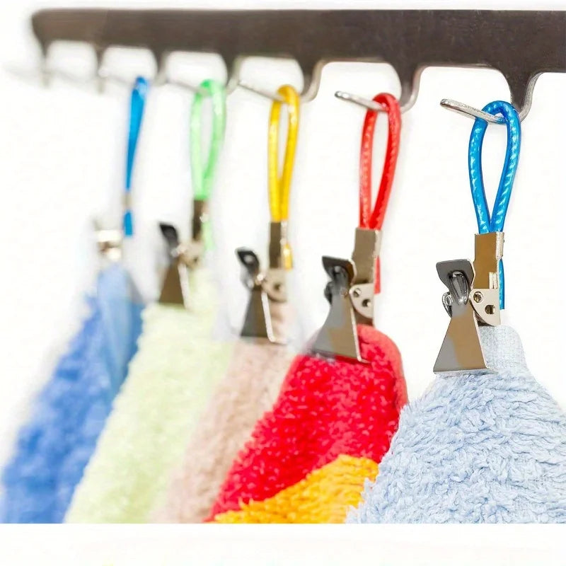 Towel Hanging Clips - 5/10PCS Colorful Metal Hooks for Kitchen & Bathroom Organization