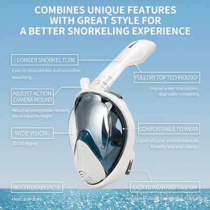 COPOZZ Full Face Diving Mask - Anti-Fog Snorkeling Mask with GoPro Camera Mount for Adults