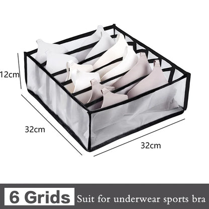 6/7/11-Grid Foldable Underwear & Socks Organizer — Breathable Mesh Clothes Storage Box with Dividers for Wardrobe