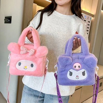 Adorable Sanrio Plush Bag: Kawaii Kuromi, Cinnamoroll, Melody Cartoon Anime Handbag - Perfect Crossbody Cosmetic Travel Storage for Women and Girls