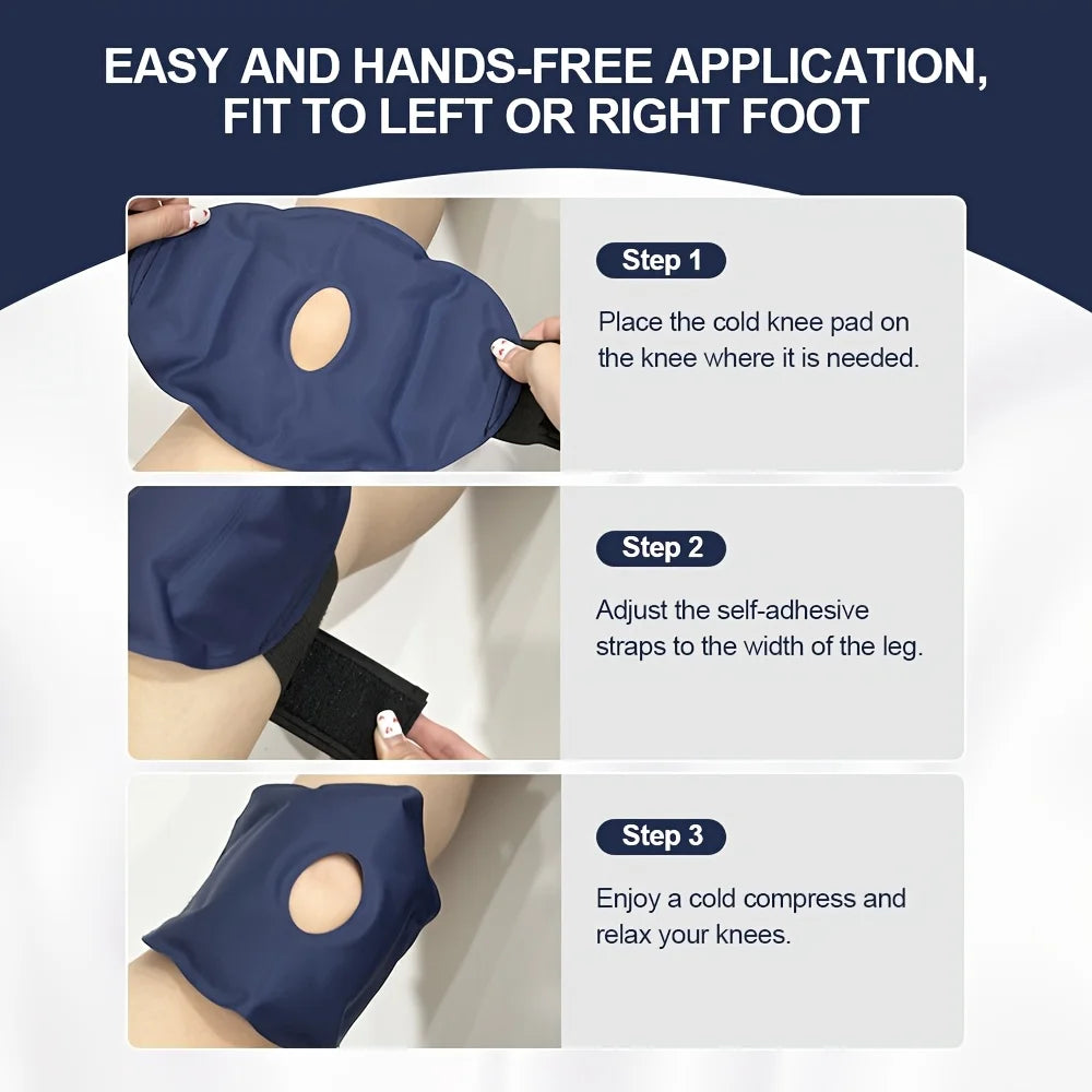 Reusable Knee Ice Pack Wrap - Adjustable Cold Therapy Gel Pad for Sports Recovery & Knee Comfort