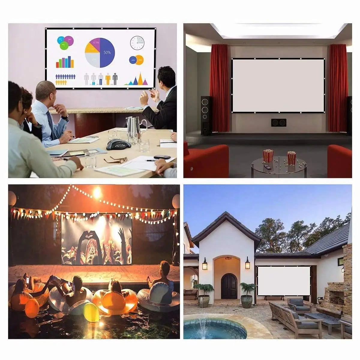 Portable Projector Screen 60–150 Inch - 16:9 Outdoor Movie & Home Theater Screen