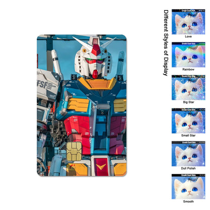 Gundam RX-78-2 & ZGMF-X19A Card Stickers - 2.5D HD Matte Waterproof PVC Skins for Credit and Debit Cards