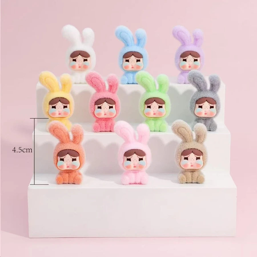 1/9PCS Labubu Cartoon Mini Flocking Doll Pendant – Cute DIY Kawaii Toy Gift Accessories