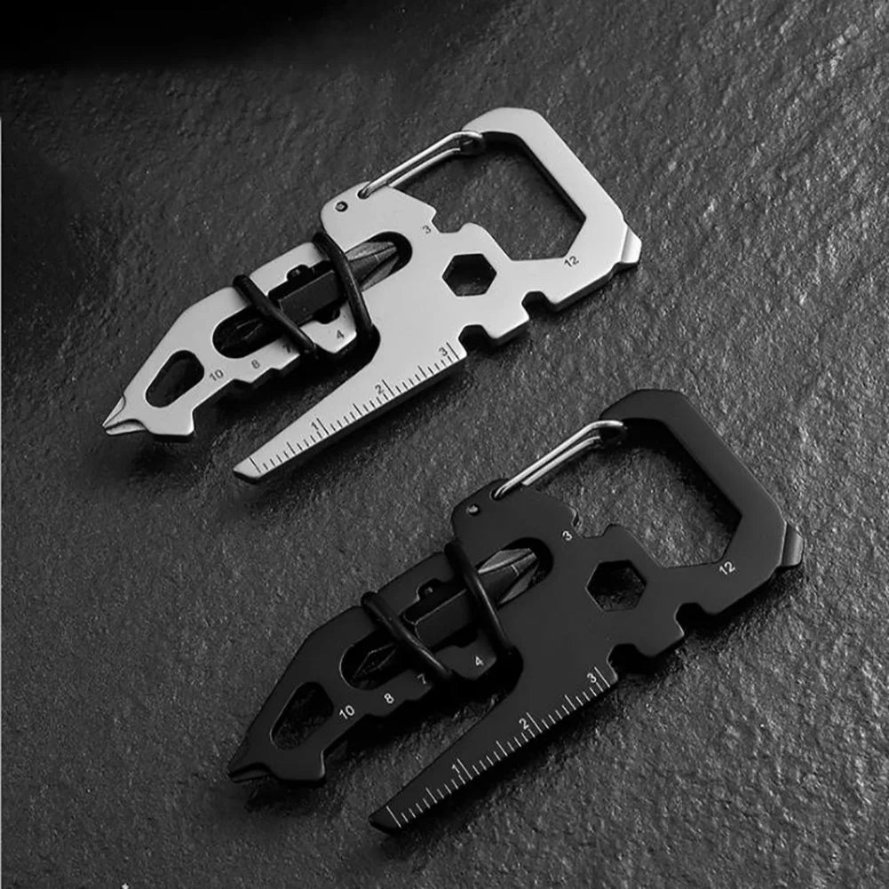 Stainless Steel Carabiner Keychain – Multifunction Bottle Opener & Outdoor Camping Climbing Tool
