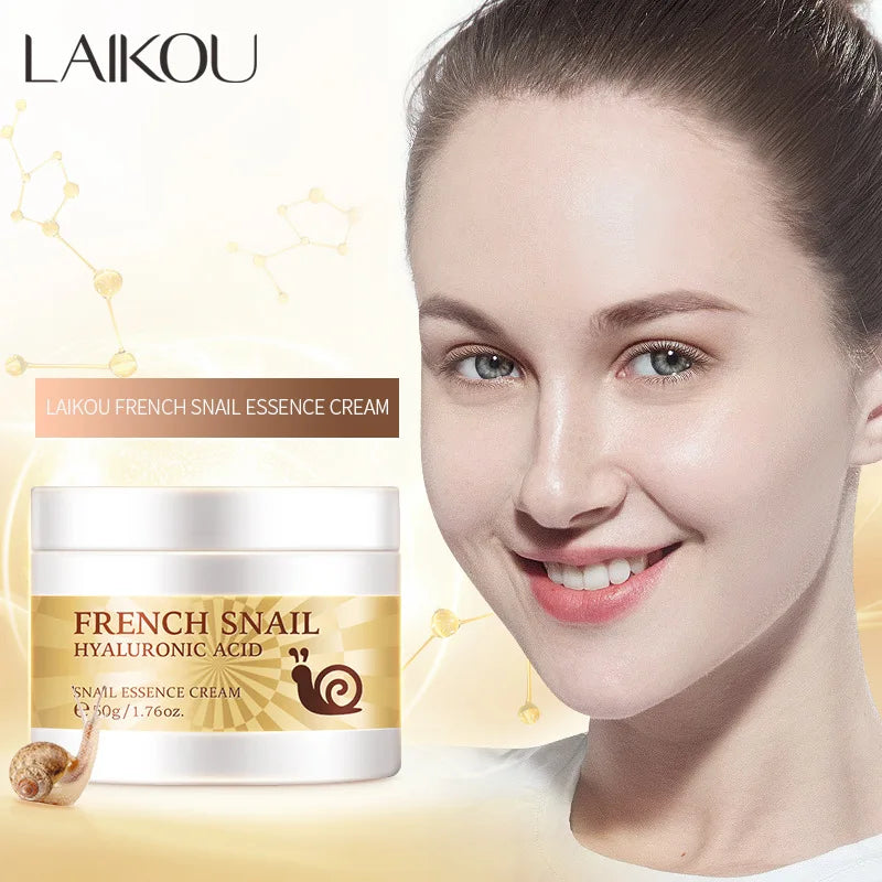 LAIKOU Snail Face Cream 50ml – Hyaluronic Acid Moisturizer, Collagen Firming & Nourishing Facial Cream Skin Care Serum for Hydration & Smooth Skin