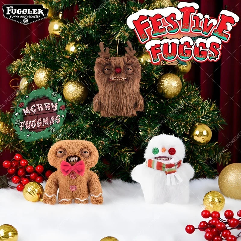 Original Fuggler Ugly Teeth Monsters Plush Toys – Butt Ugly Pets Snowman & Reindeer Dolls for Christmas & Kids Gifts