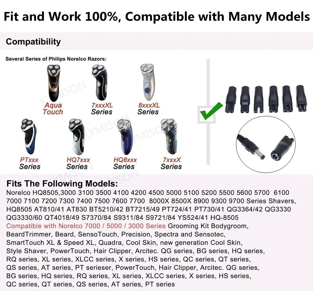 8-Piece 5V USB Power Cords - Replacement Chargers for Hair Clippers, Beard Trimmers & Shavers