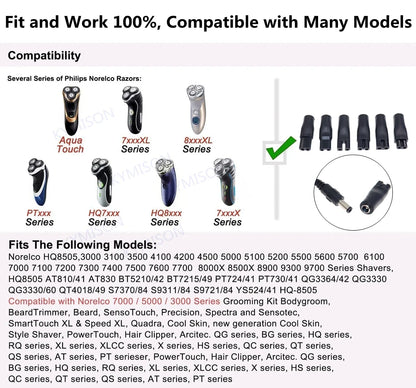 8-Piece 5V USB Power Cords - Replacement Chargers for Hair Clippers, Beard Trimmers & Shavers