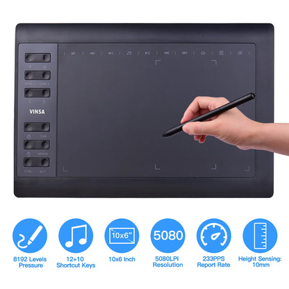 10x6 Inch Professional Graphics Drawing Tablet – 12 Express Keys for Windows & Mac, Digital Painting & Design Tool