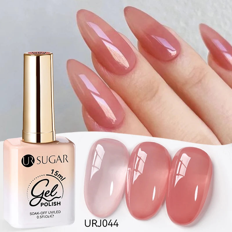 UR SUGAR 15ml Jelly Milky White Gel Polish – Translucent UV Soak Off Nail Art Varnish Semi-Permanent Fashion Nail Color