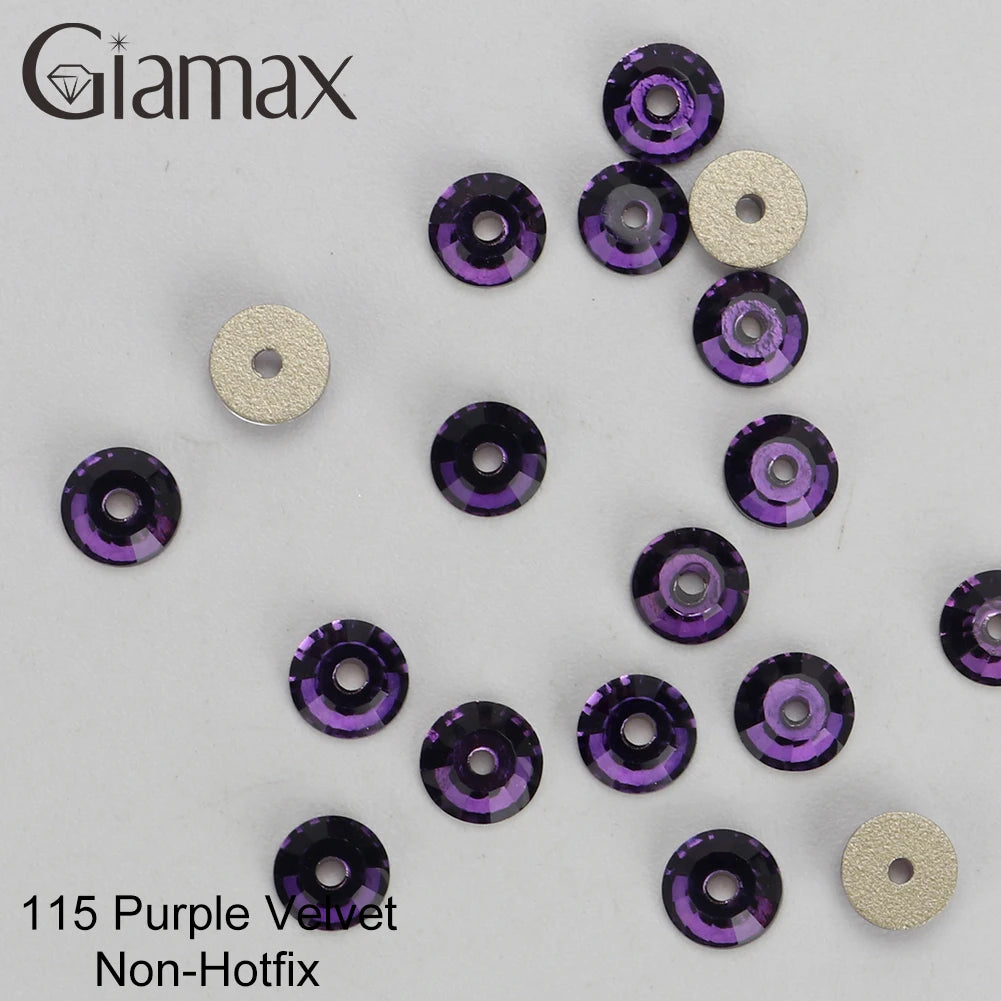 Giamax Purple Velvet Topaz Crystal Rhinestones - Flatback AB Sewing Stones for Garments, Clothes & Bags